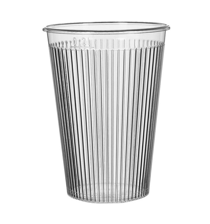 Bicchiere Plastica "Ribbed" PS Trasparente 200 ml (1.000 Pezzi) Bicchiere Plastica "Ribbed" PS Trasparente 200 ml (1.000 Pezzi)