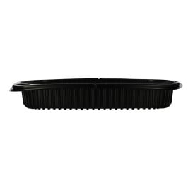 Contenitori Rettangolare Plastico PP Nero 1050ml 255x189x45mm (40 Pezzi)