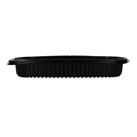 Contenitori Rettangolare Plastico PP Nero 1050ml 255x189x45mm (320 Pezzi)