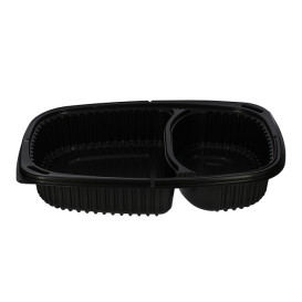 Contenitori Rettangolare Plastico PP 2SC Nero 1250ml 255x189x45mm (320 Pezzi)
