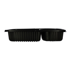 Contenitori Rettangolare Plastico PP 2SC Nero 1250ml 255x189x45mm (320 Pezzi)