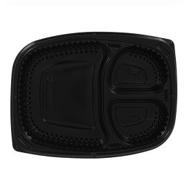 Contenitori Rettangolare Plastico PP 3SC Nero 1250ml 255x189x45mm (40 Pezzi)