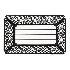 Cesto Rettangolare Acciaio Nero 210x140x65mm (6 Pezzi)