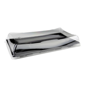 Vassoio Rettang. Nero e Coperchio PET 12x22cm (120 Pezzi)