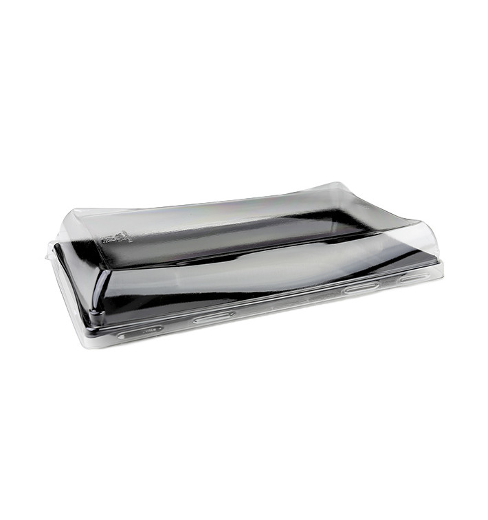 Vassoio Rettang. Nero e Coperchio PET 12x22cm (120 Pezzi) Vassoio Rettang. Nero e Coperchio PET 12x22cm (120 Pezzi)