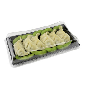 Vassoio Rettang. Nero e Coperchio PET 12x22cm (120 Pezzi)