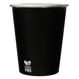 Bicchiere di Carta Senza Plastica 8 Oz/240ml Nero Ø8,0cm (50 Pezzi)