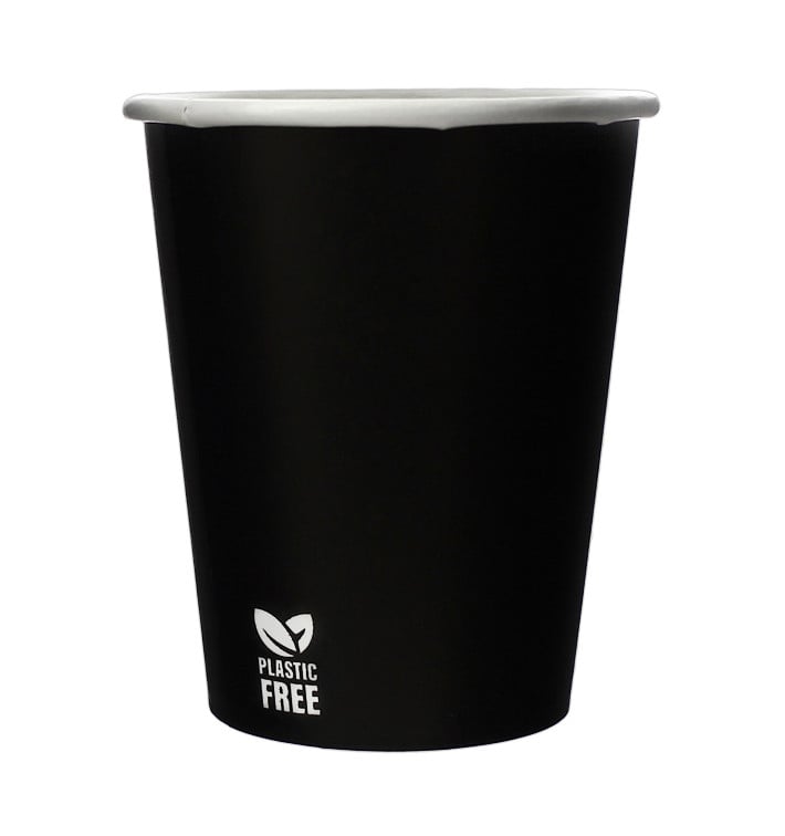 Bicchiere di Carta Senza Plastica 8 Oz/240ml Nero Ø8,0cm (50 Pezzi)