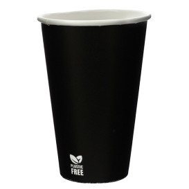 Bicchiere di Carta Senza Plastica 12 Oz/360ml Nero Ø8,0cm (50 Pezzi)