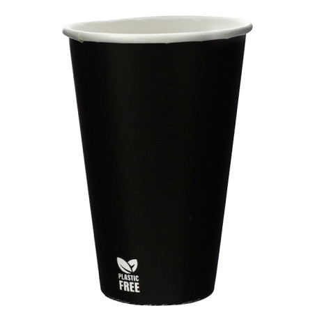 Bicchiere di Carta Senza Plastica 12 Oz/360ml Nero Ø8,0cm (50 Pezzi)