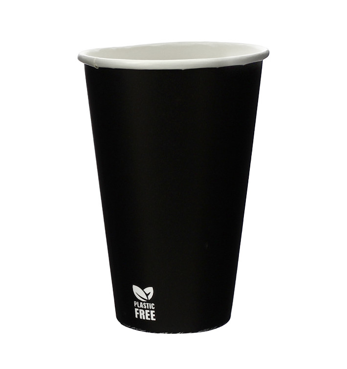 Bicchiere di Carta Senza Plastica 12 Oz/360ml Nero Ø8,0cm (1.000 Pezzi) Bicchiere di Carta Senza Plastica 12 Oz/360ml Nero Ø8,0cm (1.000 Pezzi)