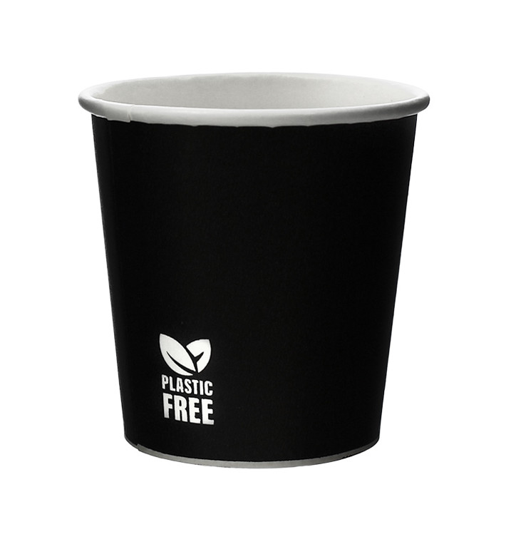 Bicchiere di Carta Senza Plastica 4 Oz/120ml Nero Ø6,2cm (1.000 Pezzi) Bicchiere di Carta Senza Plastica 4 Oz/120ml Nero Ø6,2cm (1.000 Pezzi)