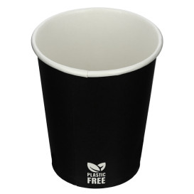 Bicchiere di Carta Senza Plastica 7 Oz/210ml Nero Ø7,0cm (1.000 Pezzi)
