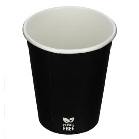 Bicchiere di Carta Senza Plastica 8 Oz/240ml Nero Ø8,0cm (50 Pezzi)