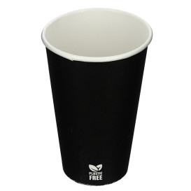 Bicchiere di Carta Senza Plastica 12 Oz/360ml Nero Ø8,0cm (1.000 Pezzi)