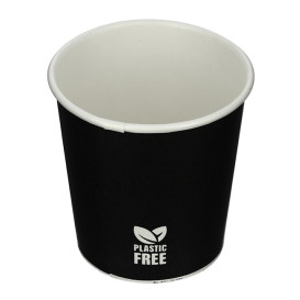 Bicchiere di Carta Senza Plastica 4 Oz/120ml Nero Ø6,2cm (100 Pezzi)