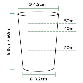 Bicchiere di Plastica Rigida Trasparente 50 ml (1600 Pezzi)