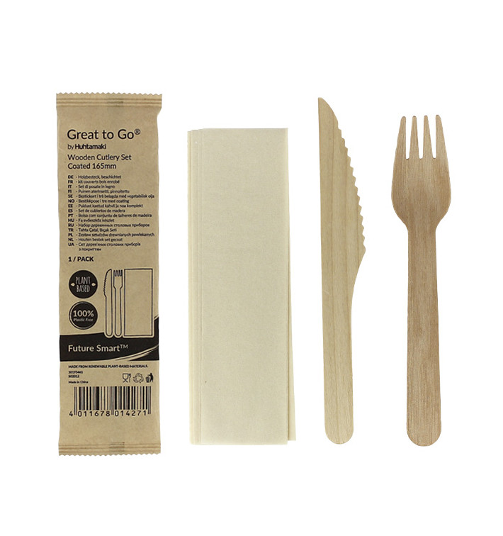Set Posate Legno Verniciato Forchetta, Coltello e Tovagliolo (250 Pezzi) Set Posate Legno Verniciato Forchetta, Coltello e Tovagliolo (250 Pezzi)
