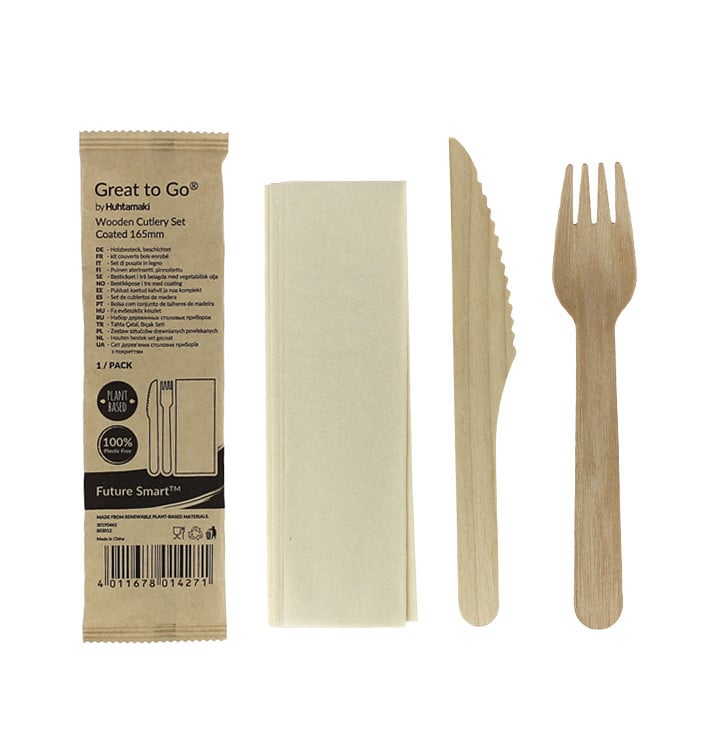 Set Posate Legno Verniciato Forchetta, Coltello e Tovagliolo (25 Pezzi) Set Posate Legno Verniciato Forchetta, Coltello e Tovagliolo (25 Pezzi)