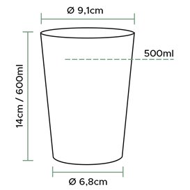 Bicchiere di Plastica Rigida Trasparente PS 600ml (30 Pezzi)