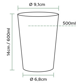 Bicchiere di Plastica Rigida Trasparente PS 600ml (30 Pezzi)