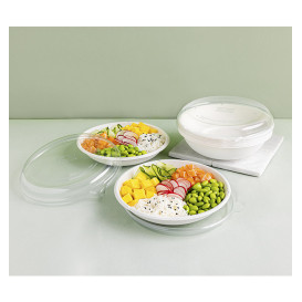 Coperchio Compostabile PLA Trasparente Ciotola 355,470ml (400 Pezzi)