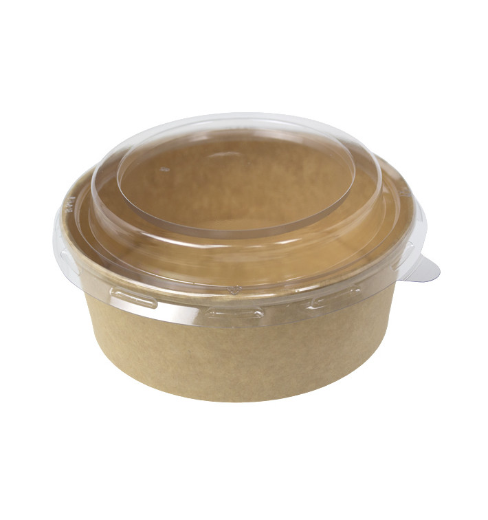 Contenitori di Cartone Kraft-Kraft con Coperchio PP 550ml (50 Pezzi) Contenitori di Cartone Kraft-Kraft con Coperchio PP 550ml (50 Pezzi)