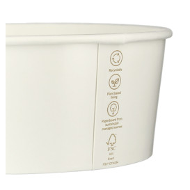Insalatiera di Cartone Rinnovabile Bianca 775ml Ø15cm (360 Pezzi)