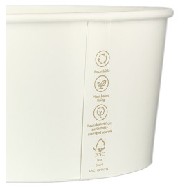 Insalatiera di Cartone Rinnovabile Bianca 1030ml Ø15,1cm (360 Pezzi)