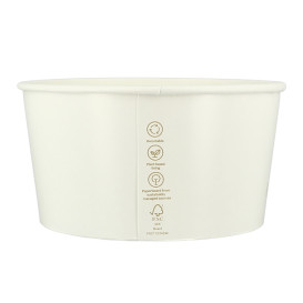 Insalatiera di Cartone Rinnovabile Bianca 1030ml Ø15,1cm (360 Pezzi)