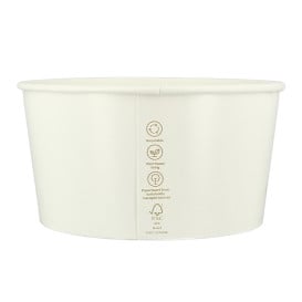 Insalatiera di Cartone Rinnovabile Bianca 1030ml Ø15,1cm (40 Pezzi)