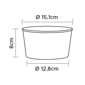Insalatiera di Cartone Rinnovabile Bianca 1030ml Ø15,1cm (360 Pezzi)