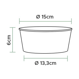 Insalatiera di Cartone Rinnovabile Bianca 775ml Ø15cm (360 Pezzi)