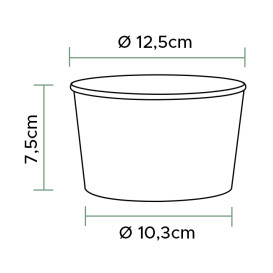 Insalatiera di Cartone Rinnovabile Bianca 635ml Ø12,5cm (45 Pezzi)