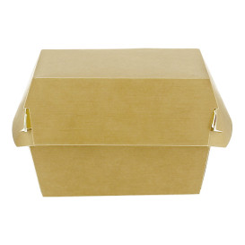 Scatola Hamburger di Cartone Kraft Doppia Chiusura 11x11x7,5cm (450 Pezzi)