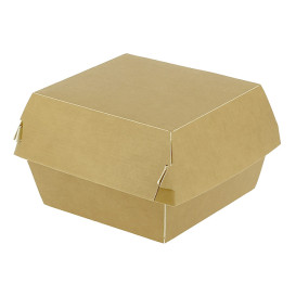 Scatola Hamburger di Cartone Kraft Doppia Chiusura 11x11x7,5cm (450 Pezzi)
