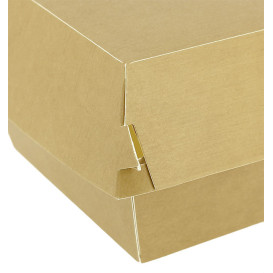Scatola Hamburger di Cartone Kraft Doppia Chiusura 11x11x7,5cm (450 Pezzi)