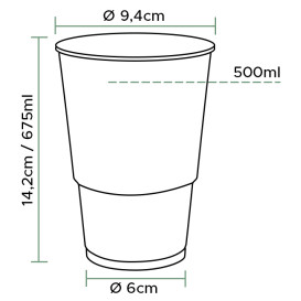 Bicchiere di Plastica PP Transparente 615ml (50 Pezzi)