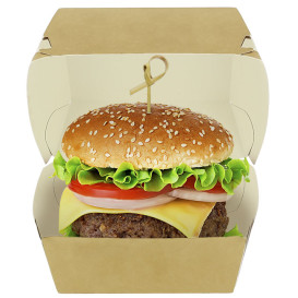 Scatola Hamburger Kraft XXL Doppia Chiusura 13x13x9cm (50 Pezzi)