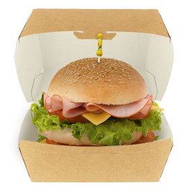 Scatola  Kraft per Hamburguesa XXL 14,5x14,5x8 cm (400 Pezzi)