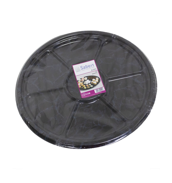 Vassoio di Plastica a 6 Scomparti Marmo 46 cm (5 Pezzi) Vassoio di Plastica a 6 Scomparti Marmo 46 cm (5 Pezzi)