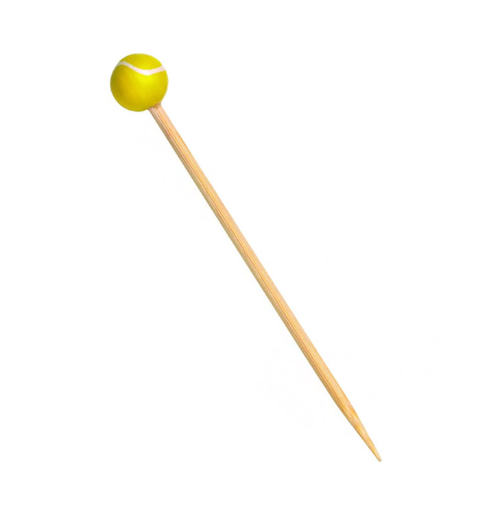 Spiedi di Bambu Decorato Tennis 120mm (100 Pezzi) Spiedi di Bambu Decorato Tennis 120mm (100 Pezzi)