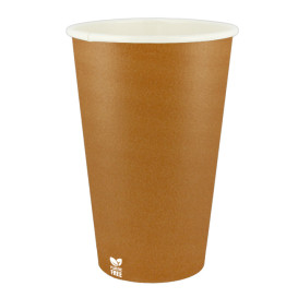 Bicchiere di Carta Senza Plastica 16 Oz/480ml "Caramello" Ø9,0cm (1.000 Pezzi)