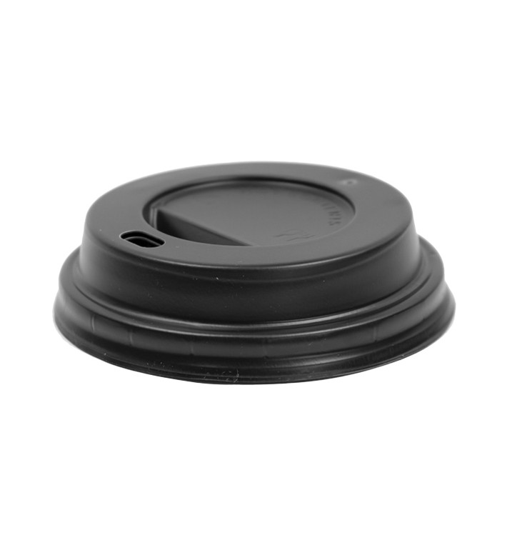 Coperchio con Foro per Bicchiere 7Oz Nero Ø7,2cm (100 Pezzi) Coperchio con Foro per Bicchiere 7Oz Nero Ø7,2cm (100 Pezzi)