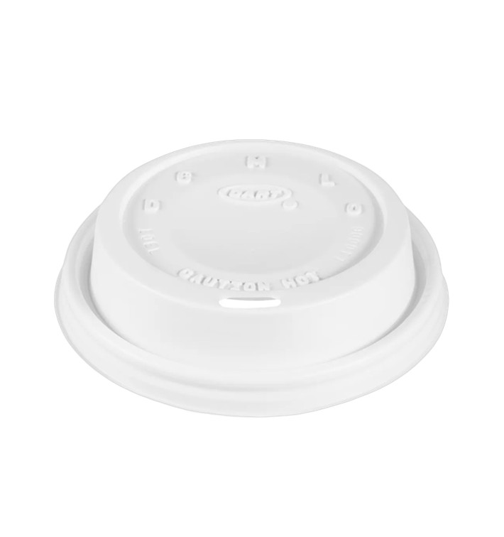 Coperchio di plastica PS "Cappuccino" Bianco Ø8,6cm (1000 Pezzi) Coperchio di plastica PS "Cappuccino" Bianco Ø8,6cm (1000 Pezzi)