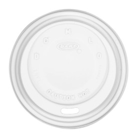 Coperchio di plastica PS "Cappuccino" Bianco Ø8,6cm (1000 Pezzi)