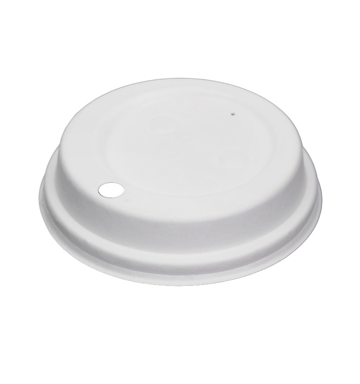 Coperchio con Foro in Fibra di Cellulosa Modellata Bianco Ø9cm (50 Pezzi) Coperchio con Foro in Fibra di Cellulosa Modellata Bianco Ø9cm (50 Pezzi)