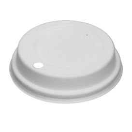 Coperchio con Foro in Fibra di Cellulosa Modellata Bianco Ø9cm (1.200 Pezzi)