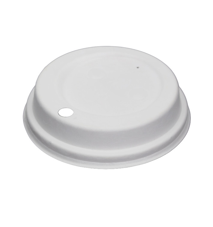 Coperchio con Foro in Fibra di Cellulosa Modellata Bianco Ø9cm (1.200 Pezzi) Coperchio con Foro in Fibra di Cellulosa Modellata Bianco Ø9cm (1.200 Pezzi)