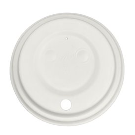 Coperchio con Foro in Fibra di Cellulosa Modellata Bianco Ø8cm (1.800 Pezzi)